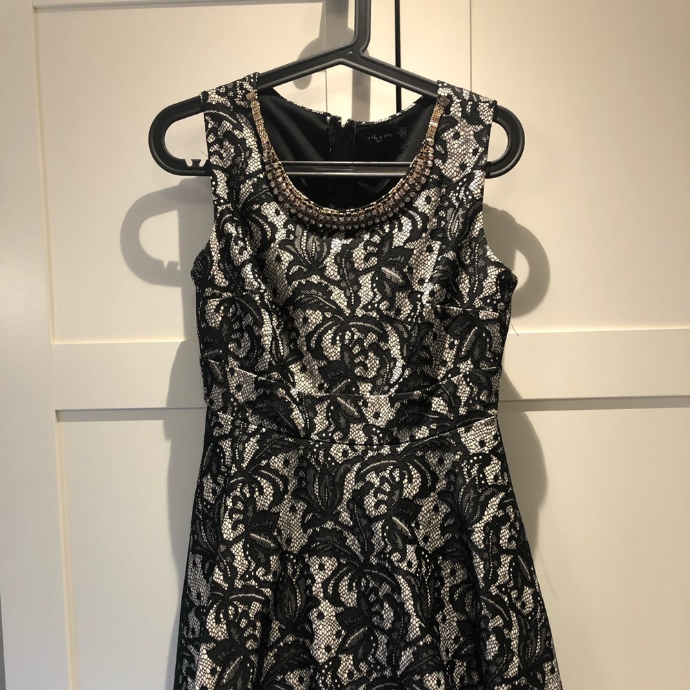 Ruby Rox nude and lace party dress